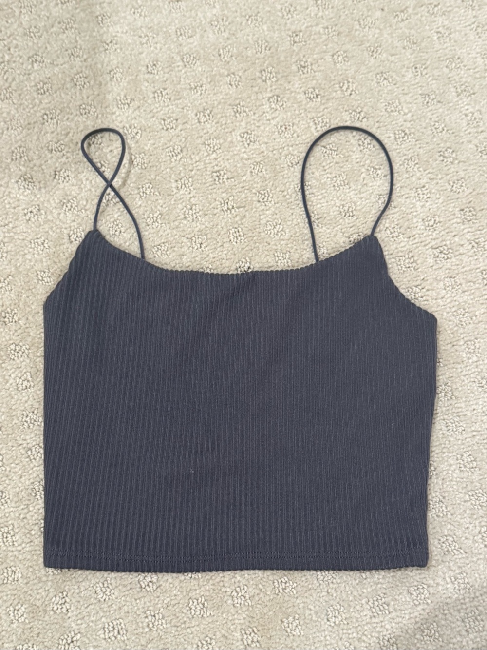 Garage Black Ribbed Spaghetti-Strap Crop Top